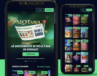 Aplicativo móvel do Solverde exibindo bônus diários e seleção de jogos novos no casino